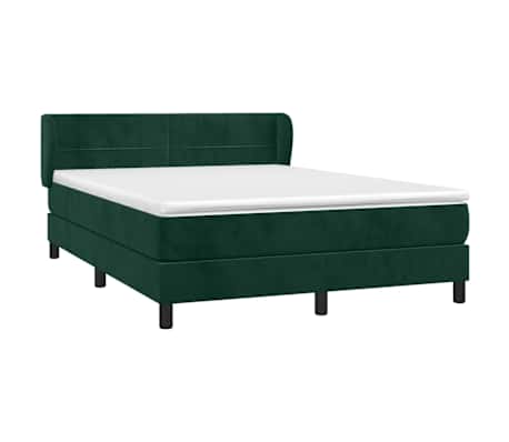 vidaXL Sommier &agrave; lattes de lit et matelas Vert fonc&eacute; 140x200cm Velours