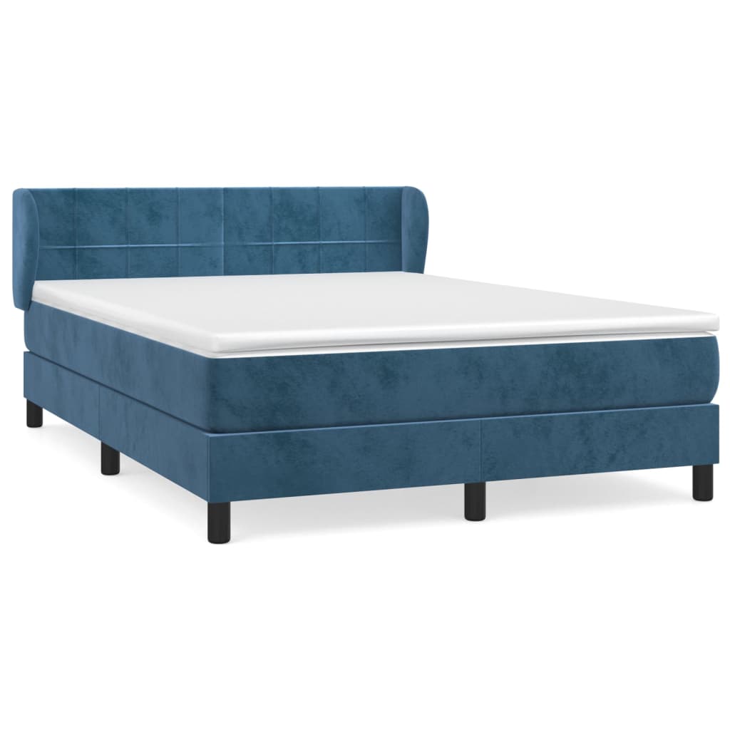 Thumbnail - vidaXL Boxspringbett mit Matratze Dunkelblau 140x200 cm Samt
