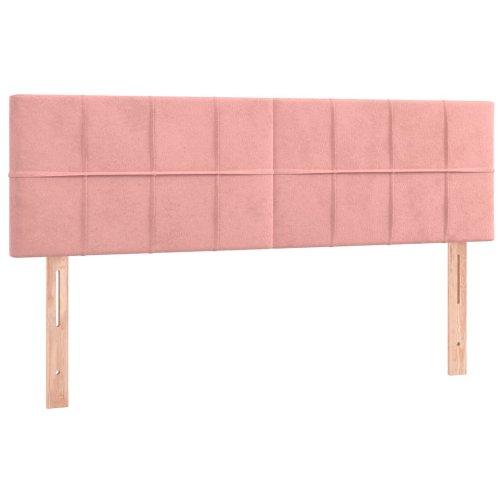 Pat box spring cu saltea, roz, 140x200 cm, catifea