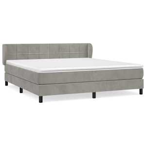 Box spring postel s matrací světle šedá 160x200 cm samet - obrázek 2