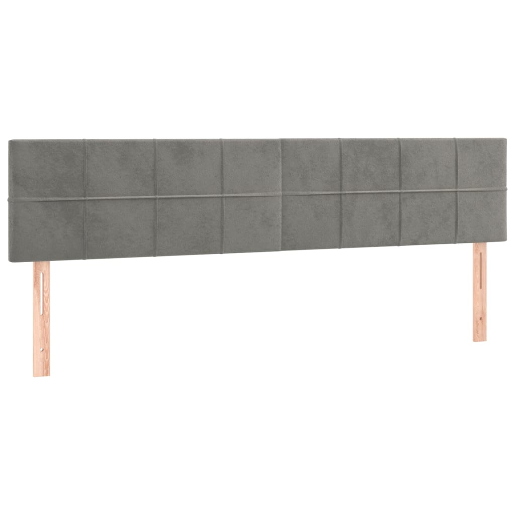 Pat box spring cu saltea, gri deschis, 160x200 cm, catifea