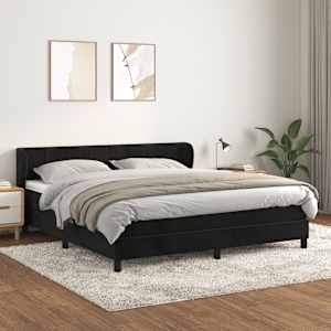 Box spring postel s matrací černá 160x200 cm samet - obrázek 1