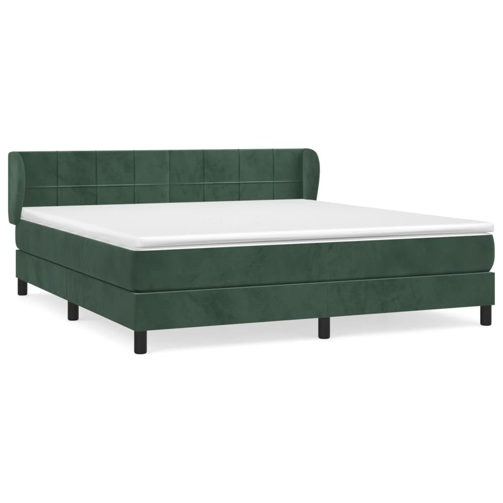 VidaXL Box Spring Postel S Matrací Tmavě Zelená 160x200 Cm Samet