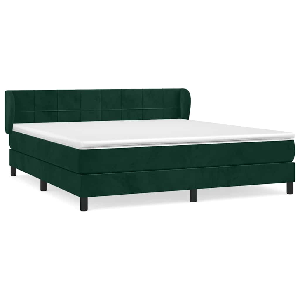 vidaXL Boxspring met matras fluweel donkergroen 160x200 cm groen, foto 3