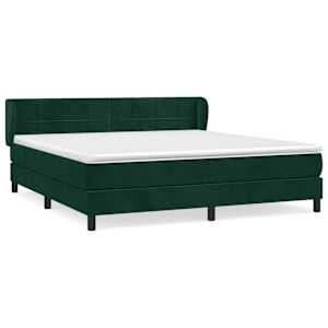 Box spring postel s matrací tmavě zelená 160x200 cm samet - obrázek 2