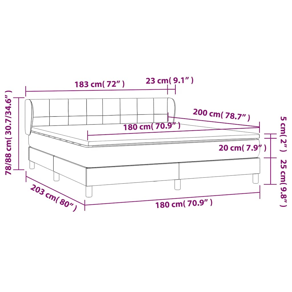 Box spring postel s matrací tmavě modrá 180x200 cm samet - obrázek 8