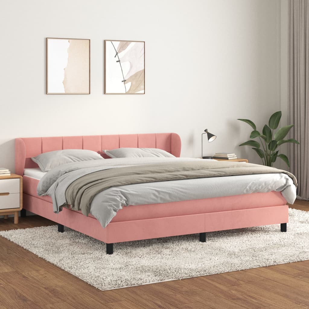 Lit à sommier tapissier avec matelas Rose 180x200 cm Velours