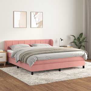 Box spring postel s matrací růžová 180x200 cm samet - obrázek 1