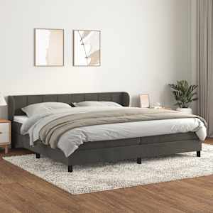 Box spring postel s matrací tmavě šedá 200x200 cm samet - obrázek 1