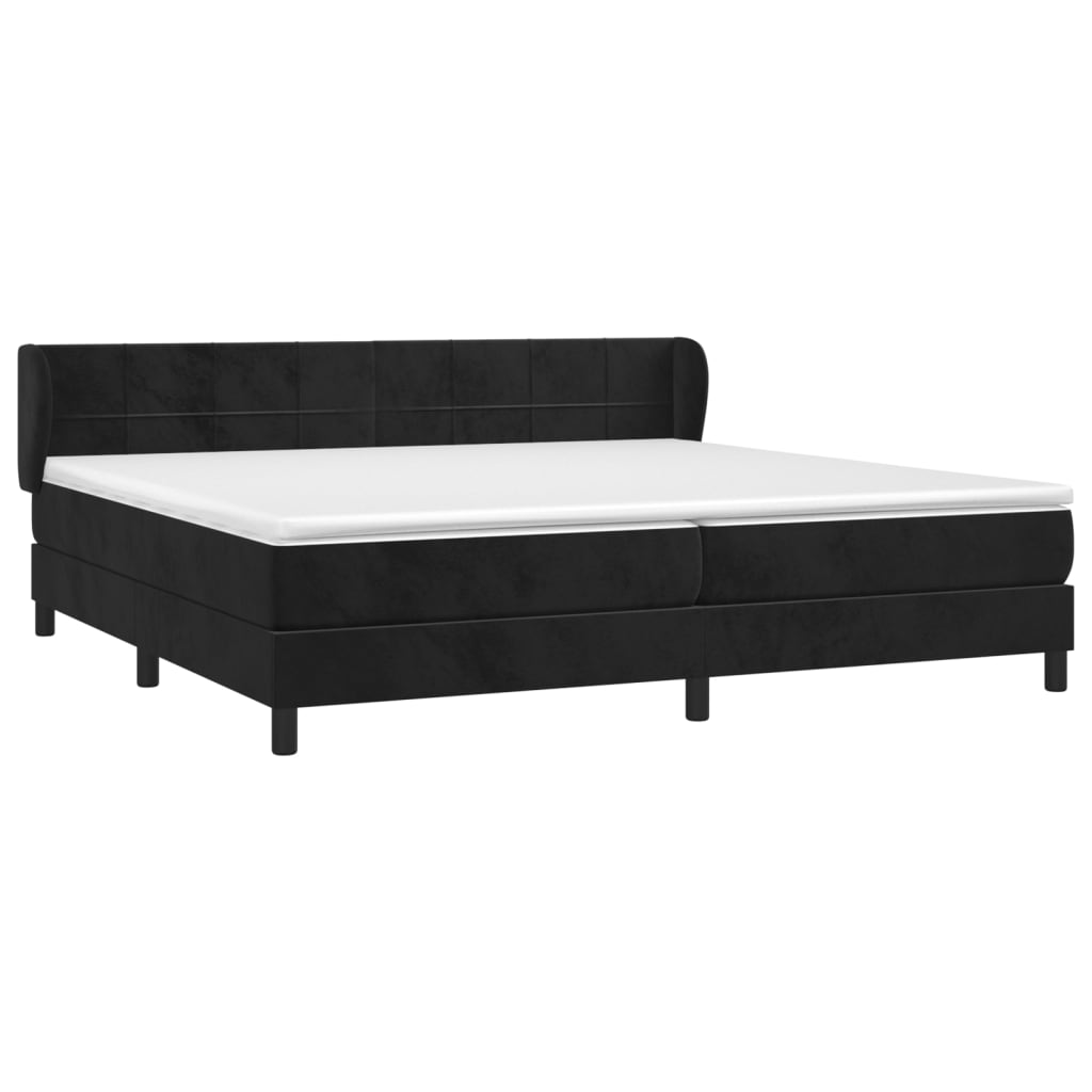 Box spring postel s matrací černá 200x200 cm samet