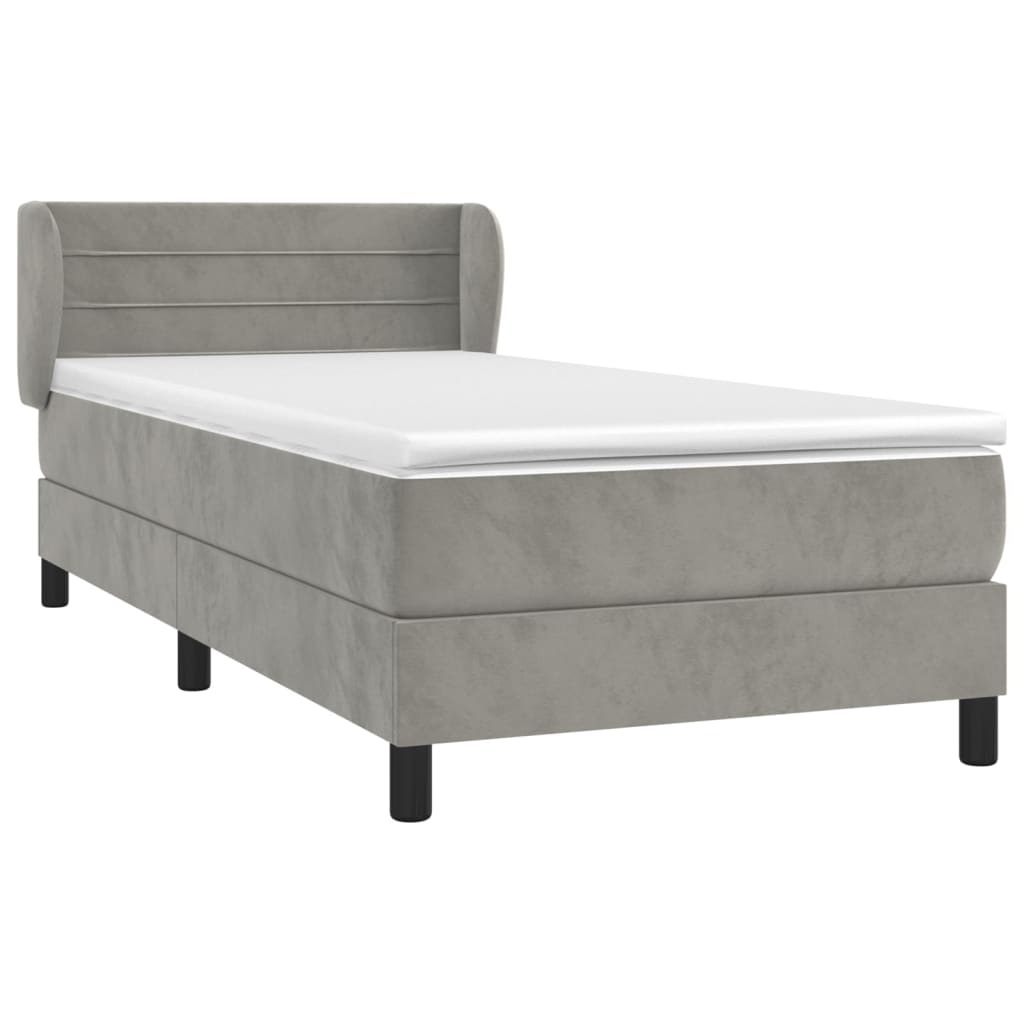vidaXL Boxspring met matras fluweel lichtgrijs 80x200 cm afbeelding