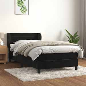 Box spring postel s matrací černá 80 x 200 cm samet - obrázek 1