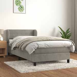 Box spring postelja z vzmetnico svetlo siv 90x190 cm žamet