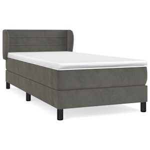 Box spring postel s matrací tmavě šedá 90x190 cm samet - obrázek 2