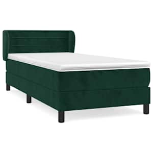 Box spring postel s matrací tmavě zelená 90x190 cm samet - obrázek 2