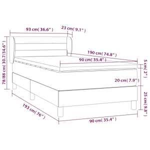 Box spring postel s matrací tmavě zelená 90x190 cm samet - obrázek 8