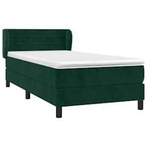 Box spring postel s matrací tmavě zelená 90x200 cm samet - obrázek 3