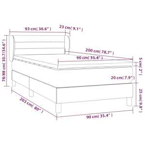 Box spring postel s matrací tmavě modrá 90x200 cm samet - obrázek 8