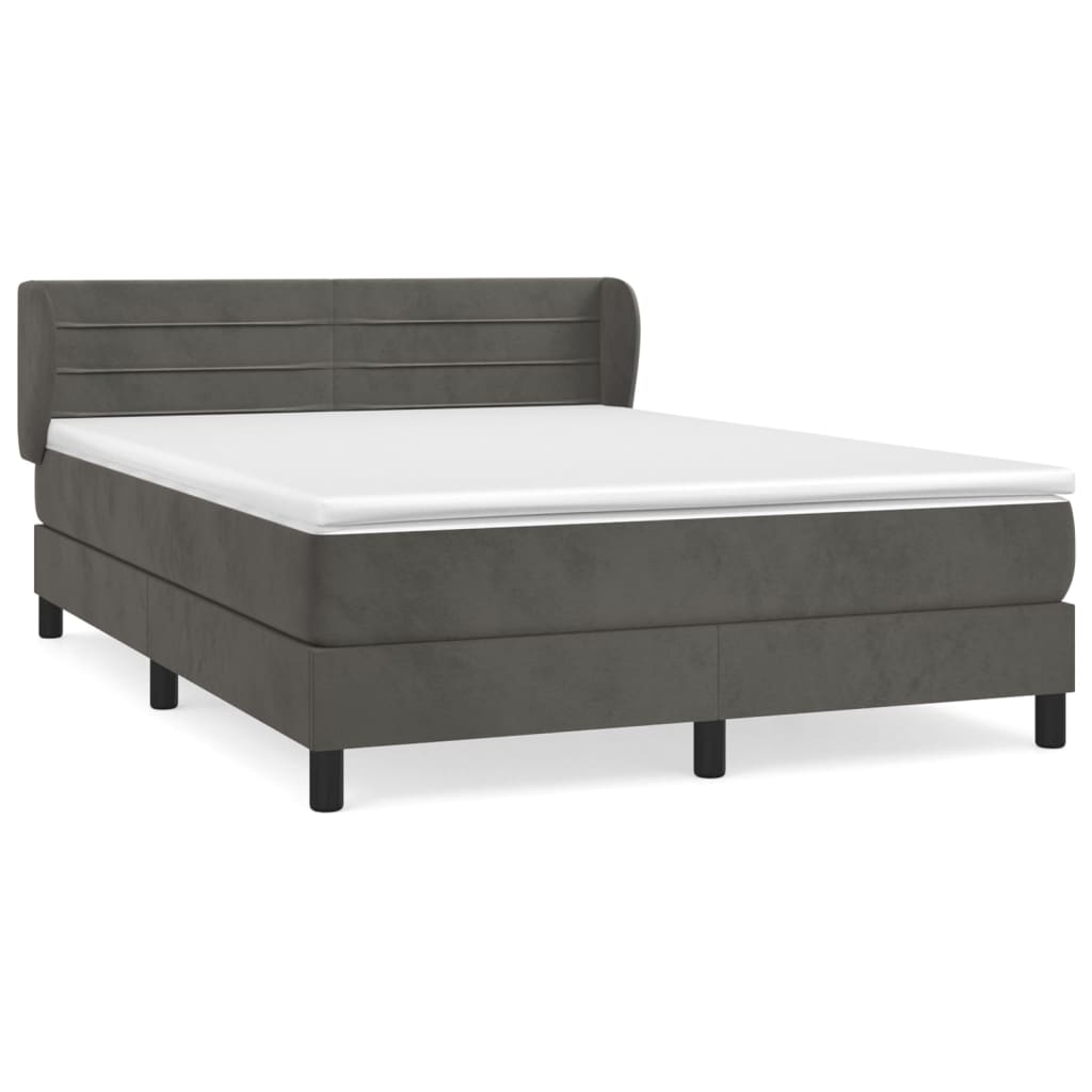 VidaXL Box spring postel s matrací tmavě šedý 140 x 190 cm samet
