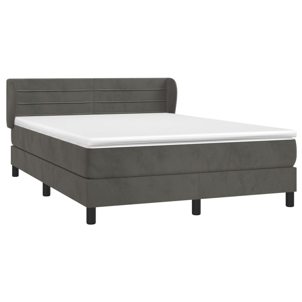vidaXL Boxspring met matras fluweel donkergrijs 140x190 cm afbeelding