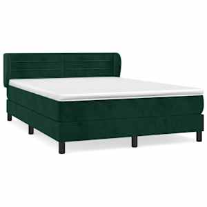 Box spring postel s matrací tmavě zelená 140x190 cm samet - obrázek 2
