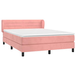 Box spring postel s matrací růžová 140x190 cm samet - obrázek 3