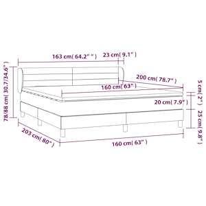 Box spring postel s matrací světle šedá 160x200 cm samet - obrázek 7
