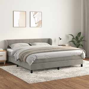Box spring postel s matrací světle šedá 160x200 cm samet - obrázek 1