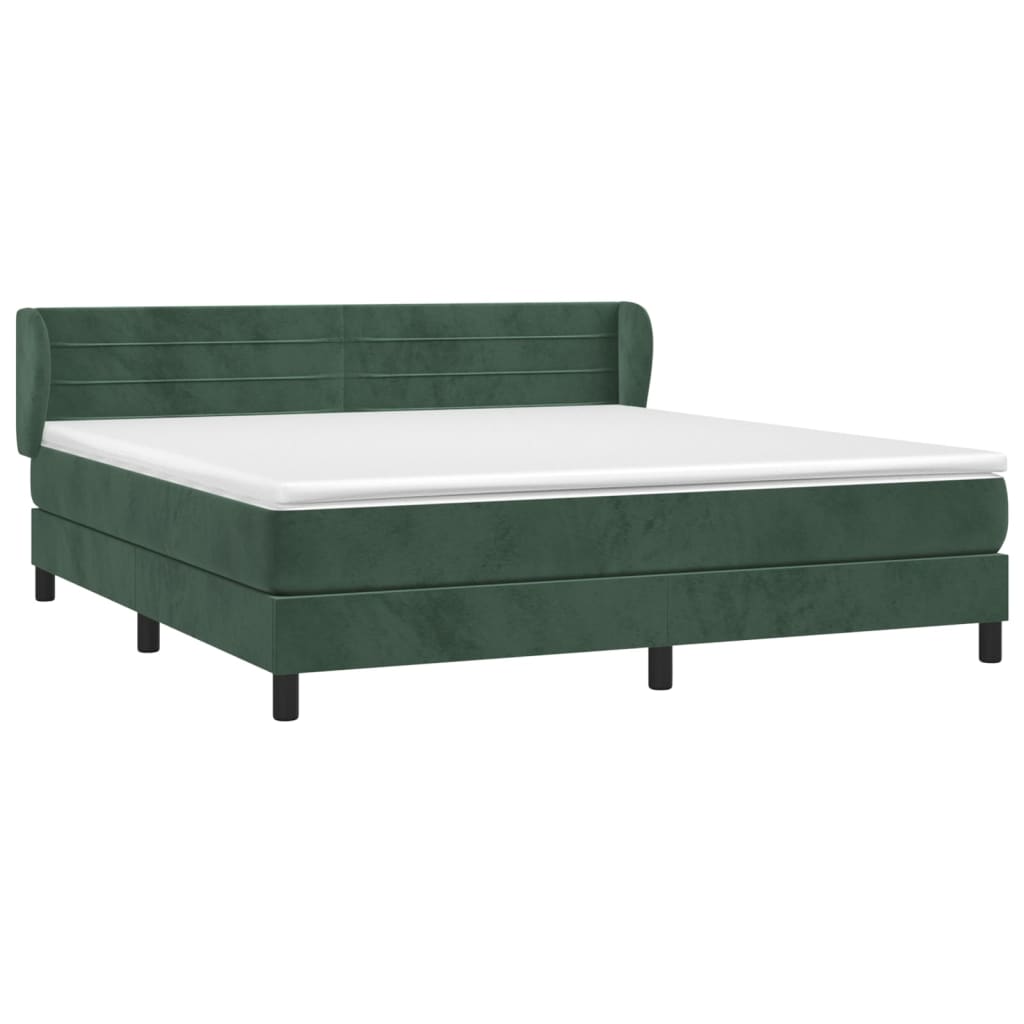 vidaXL Boxspring met matras fluweel donkergroen 180x200 cm afbeelding