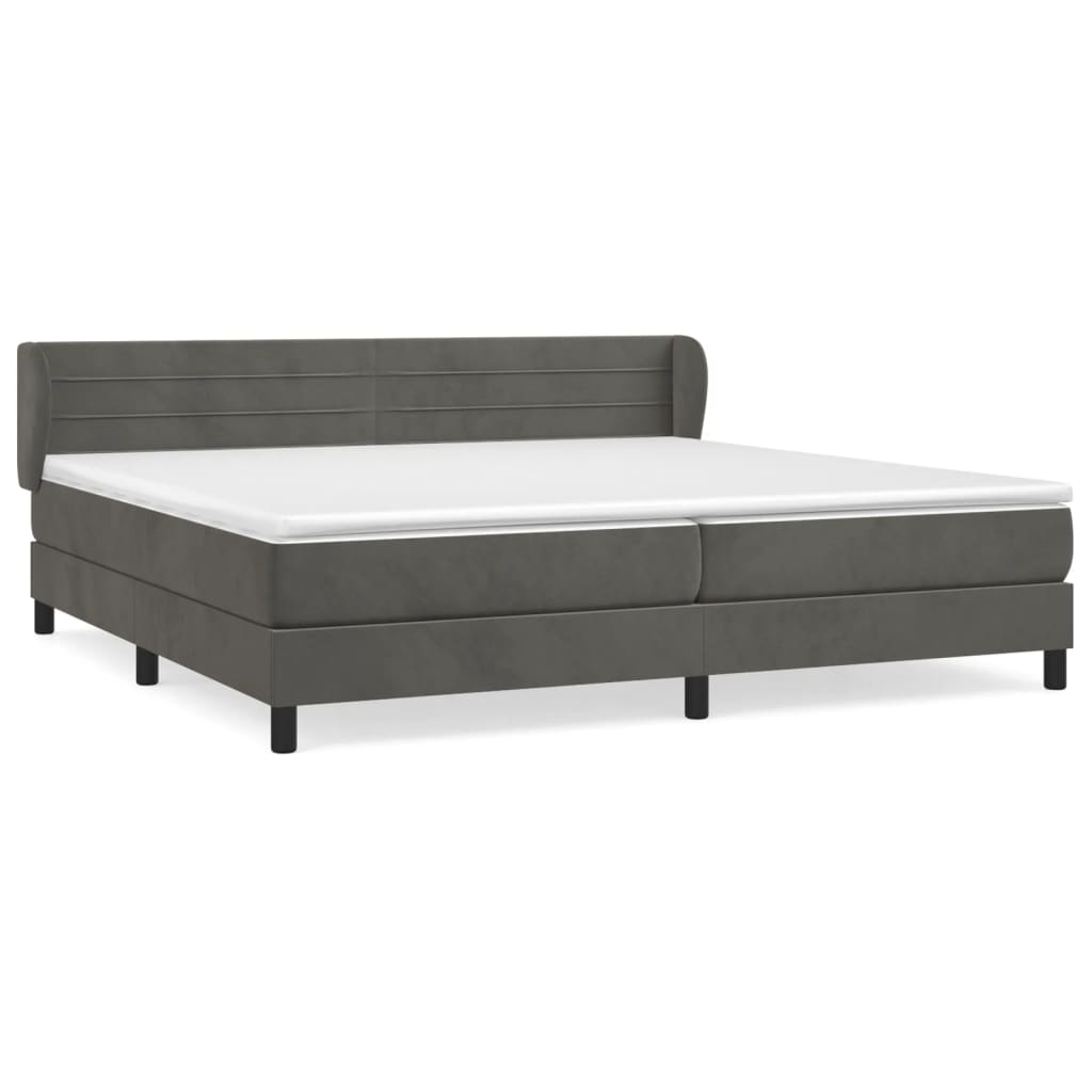 vidaXL Box spring postel s matrací tmavě šedá 200x200 cm samet