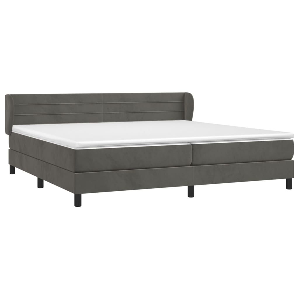 vidaXL Boxspring met matras fluweel donkergrijs 200x200 cm afbeelding