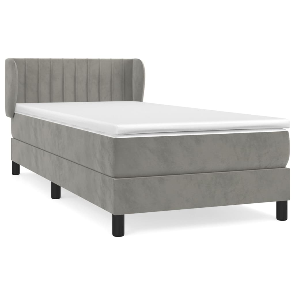 Thumbnail - vidaXL Boxspringbett mit Matratze Hellgrau 80x200 cm Samt