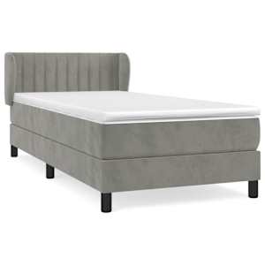 Box spring postel s matrací světle šedá 80 x 200 cm samet - obrázek 2