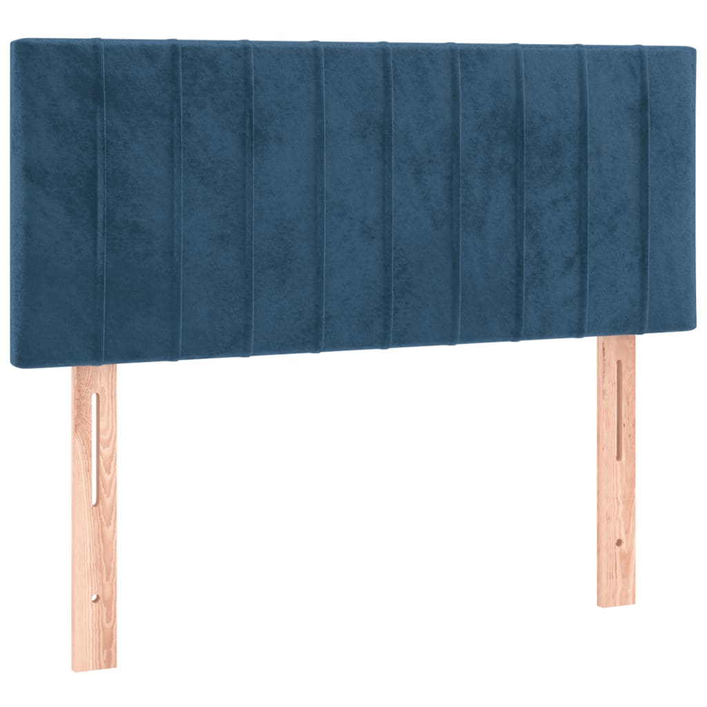 Pat box spring cu saltea, albastru închis, 80x200 cm, catifea
