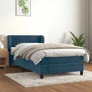 Box spring postel s matrací tmavě modrá 80 x 200 cm samet - obrázek 1