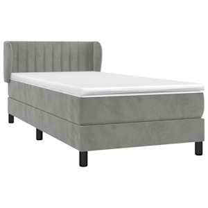 Box spring postel s matrací světle šedá 90x190 cm samet - obrázek 3