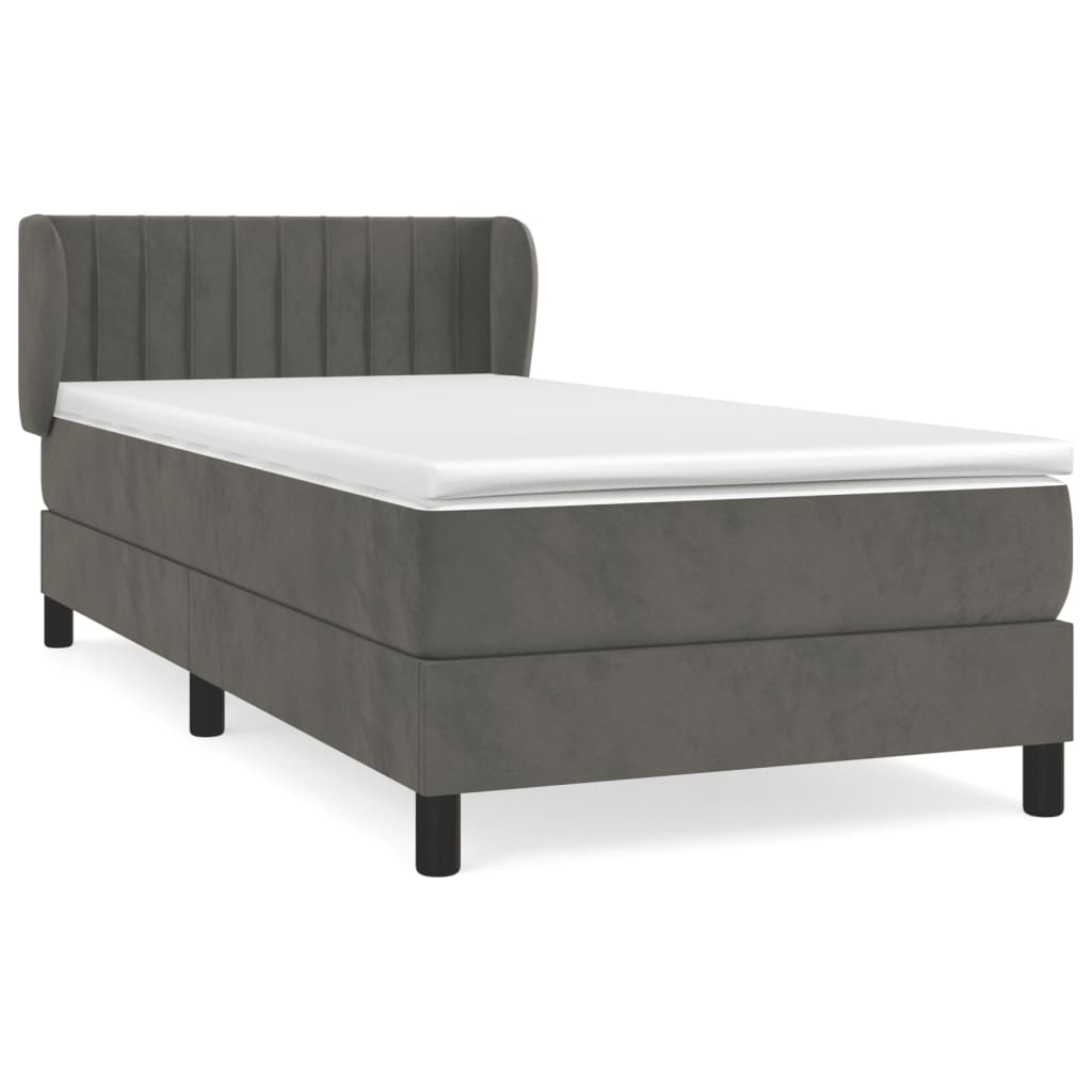 Thumbnail - vidaXL Boxspringbett mit Matratze Dunkelgrau 90x190 cm Samt