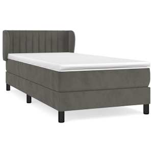 Box spring postel s matrací tmavě šedá 90x190 cm samet - obrázek 2