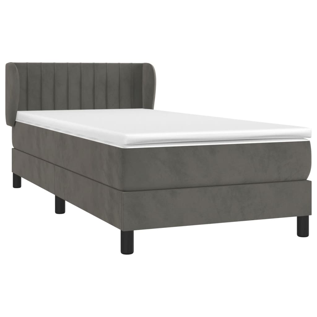 vidaXL Boxspring met matras fluweel donkergrijs 90x190 cm afbeelding