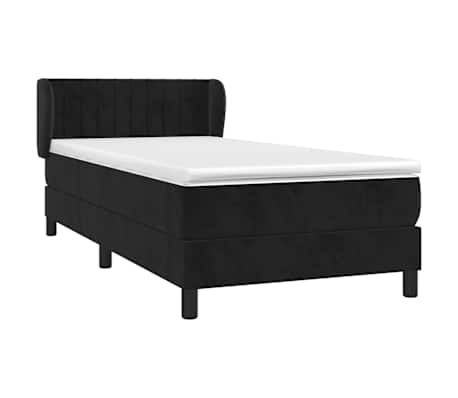 vidaXL Box Spring Bed with Mattress Black 90x190 cm Velvet