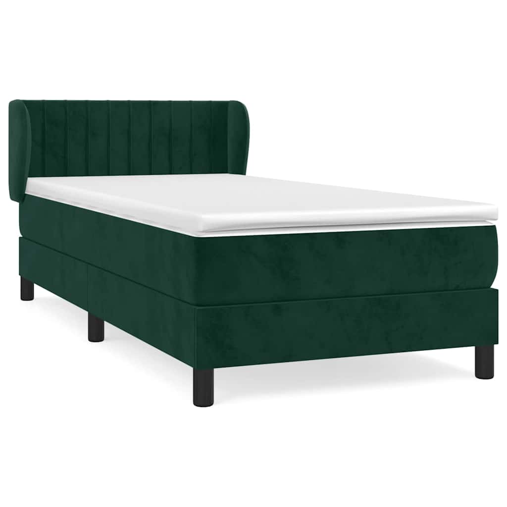 Thumbnail - vidaXL Boxspringbett mit Matratze Dunkelgrün 90x190 cm Samt