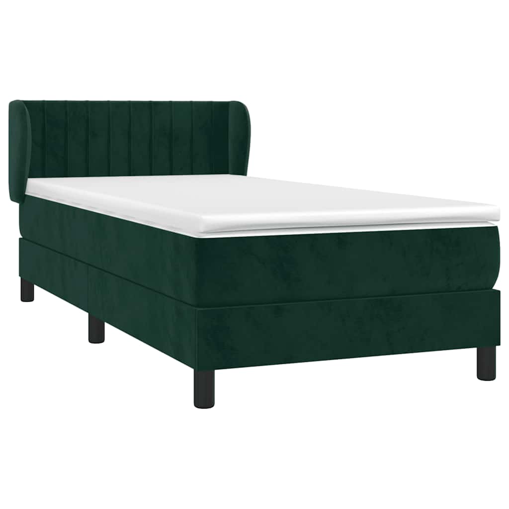 Thumbnail - vidaXL Boxspringbett mit Matratze Dunkelgrün 90x190 cm Samt