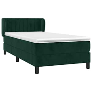 Box spring postel s matrací tmavě zelená 90x190 cm samet - obrázek 3