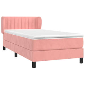 Box spring postel s matrací růžová 90x190 cm samet - obrázek 3