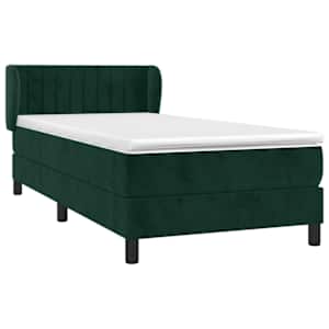 Box spring postel s matrací tmavě zelená 90x200 cm samet - obrázek 3