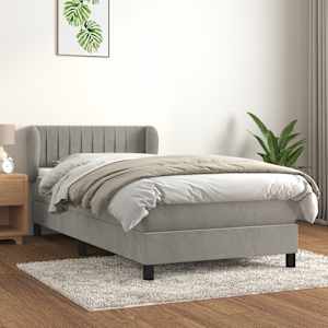 Box spring postel s matrací světle šedá 100x200 cm samet - obrázek 1