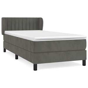 Box spring postel s matrací tmavě šedá 100x200 cm samet - obrázek 2