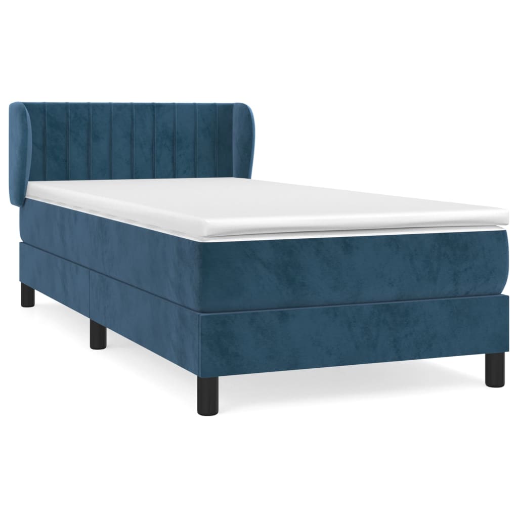 Thumbnail - vidaXL Boxspringbett mit Matratze Dunkelblau 100x200 cm Samt