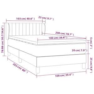 Box spring postel s matrací tmavě modrá 100x200 cm samet - obrázek 8