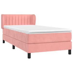 Box spring postel s matrací růžová 100x200 cm samet - obrázek 3